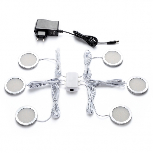 DC12V 2W/PCS 6PCS Daylight/Warm White LED Under Cabinet Puck Light Kit DC12V 2W/PCS 6PCS Daylight/Warm White LED Under Cabinet Puck Light Kit